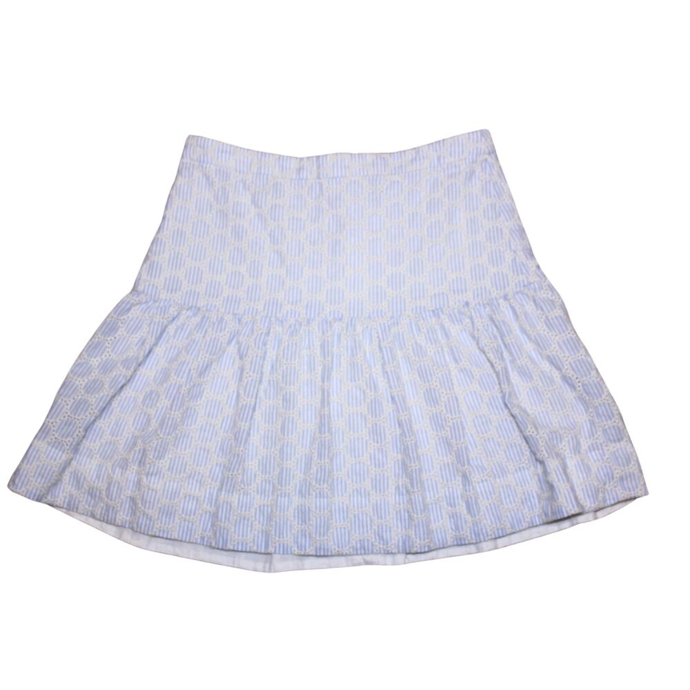 J.Crew Blue White Striped Eyelet Cotton Mini Skirt 00